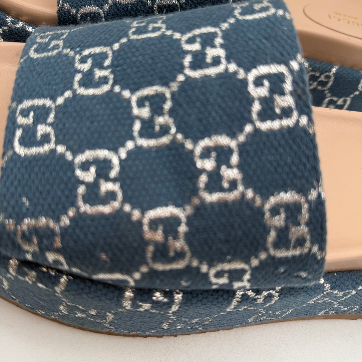 Gucci Blue Denim Platform Sandals