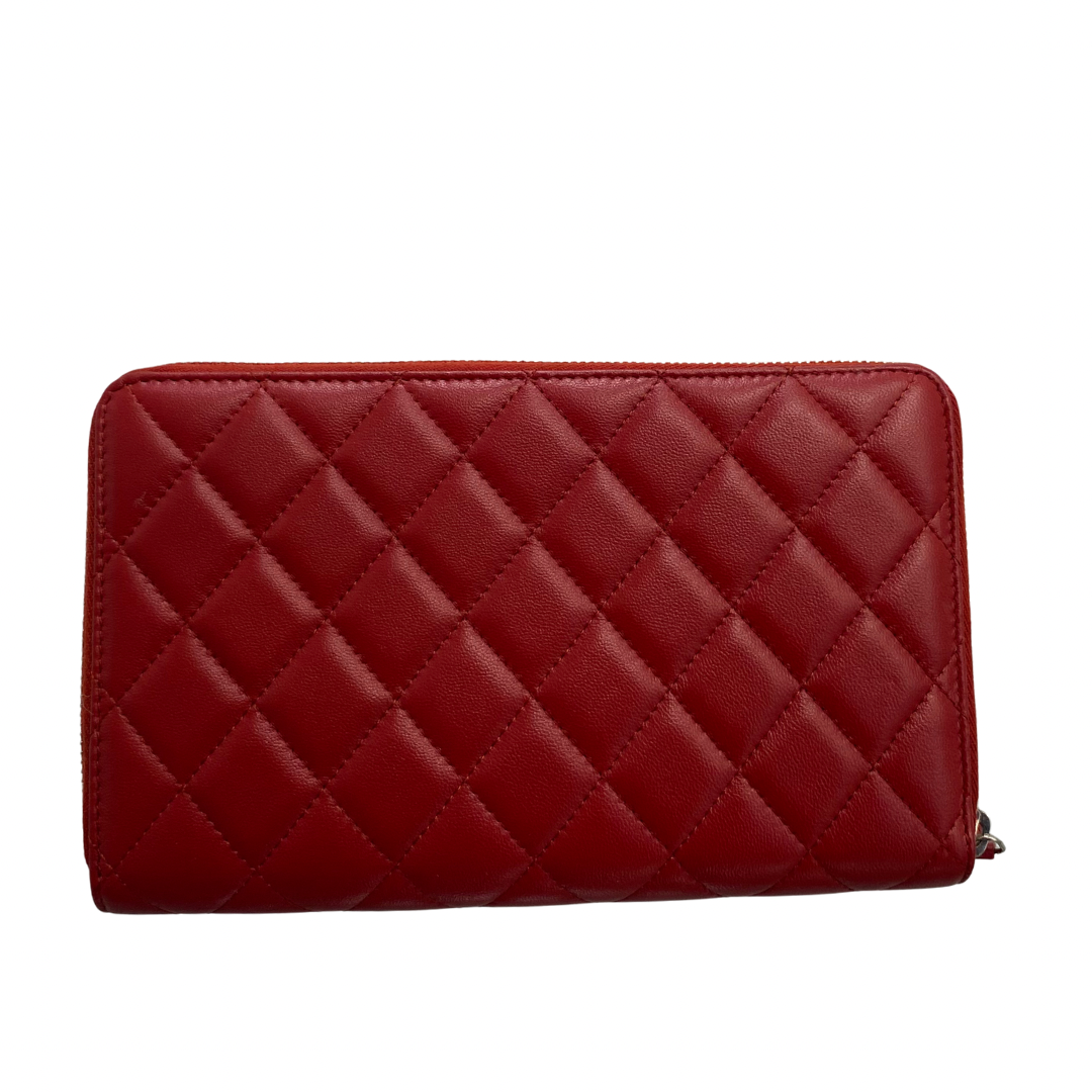 Chanel Red Zip Around Wallet