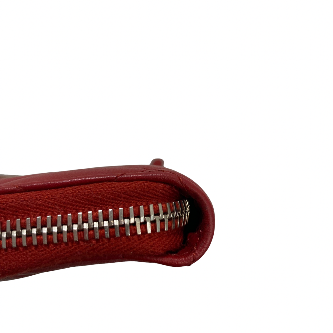 Chanel Red Zip Around Wallet