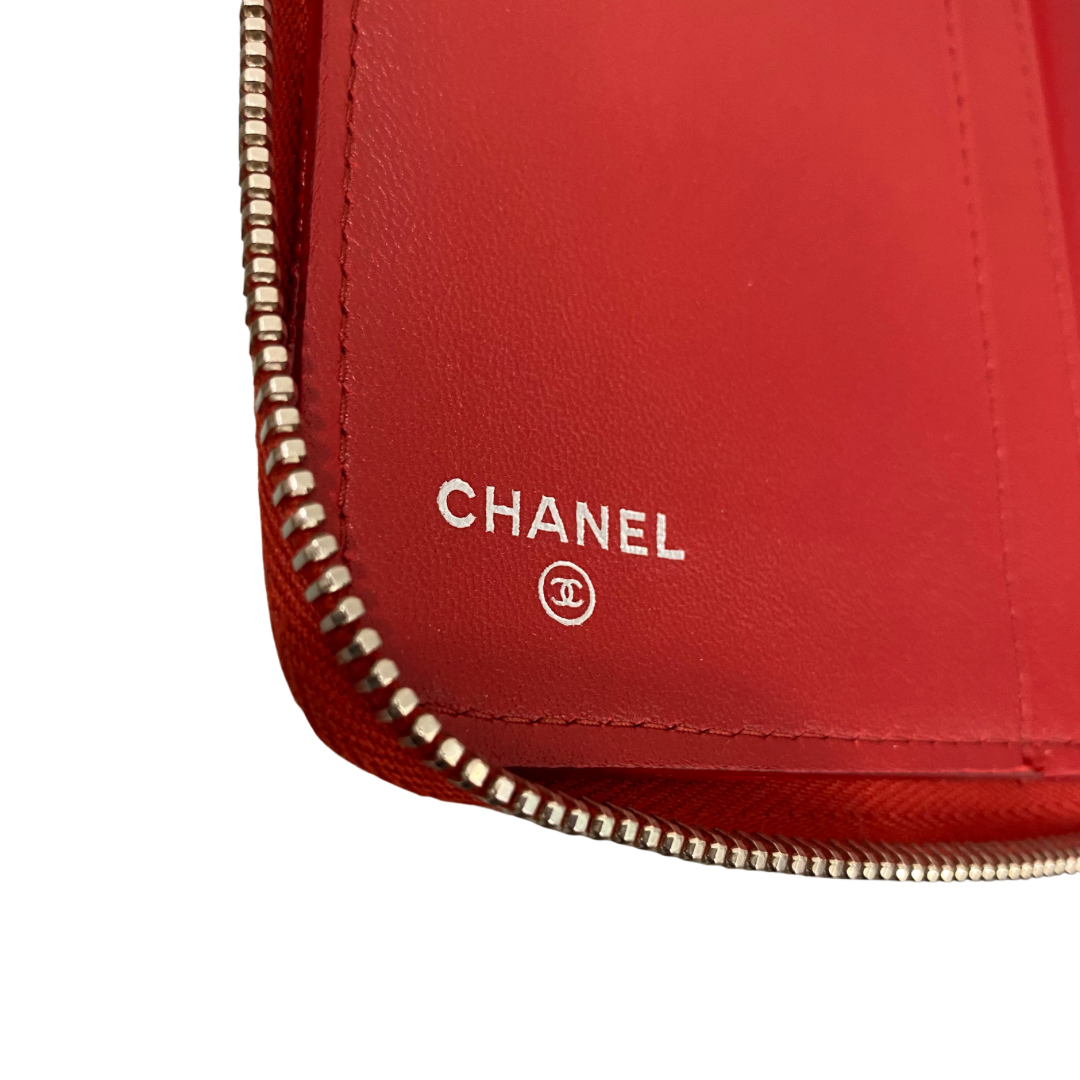 Chanel Red Zip Around Wallet
