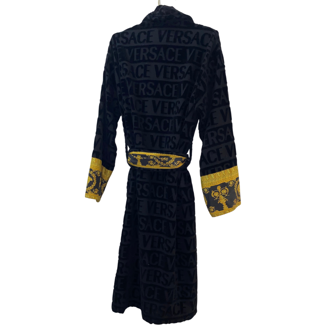 Versace Black Baroque Bath Robe
