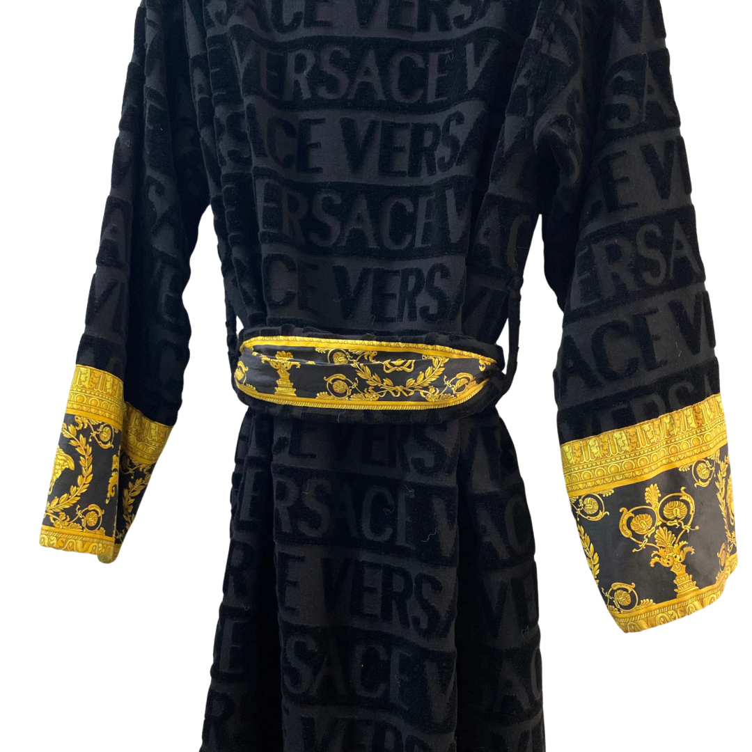 Versace Black Baroque Bath Robe