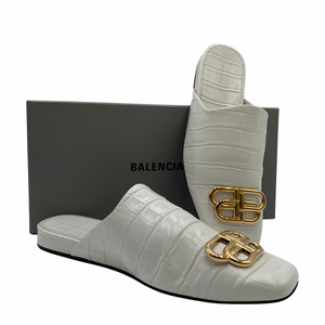 Balenciaga White Croc Slip-On Mule