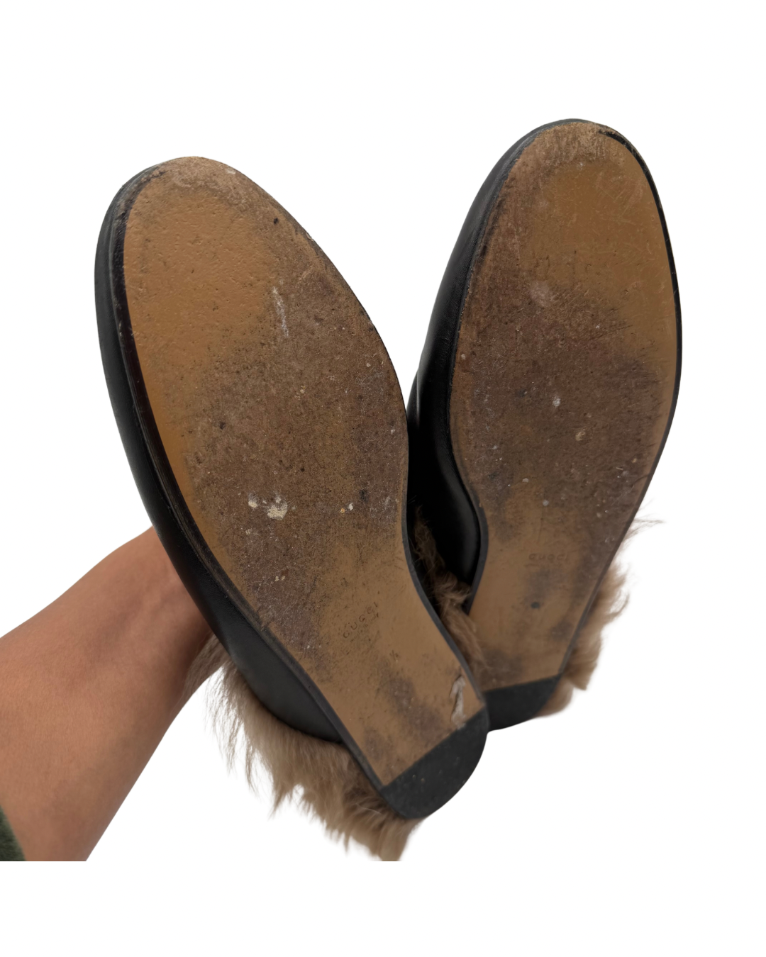 GUCCI FUR BLACK SLIPPERS WOMEN'S