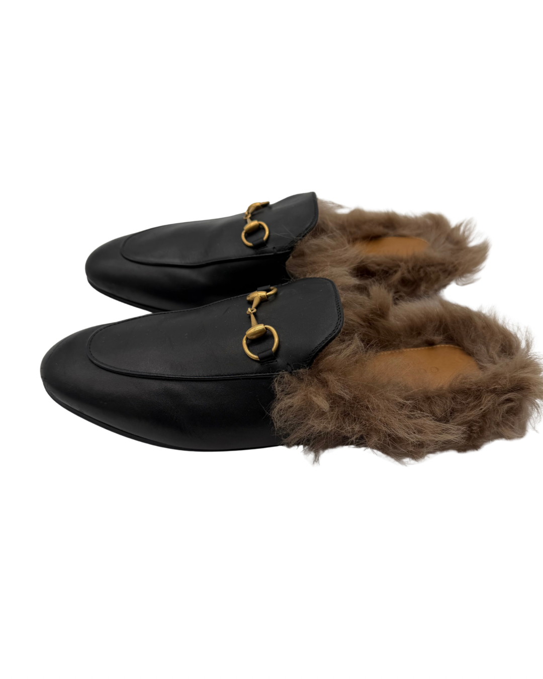 GUCCI FUR BLACK SLIPPERS WOMEN'S