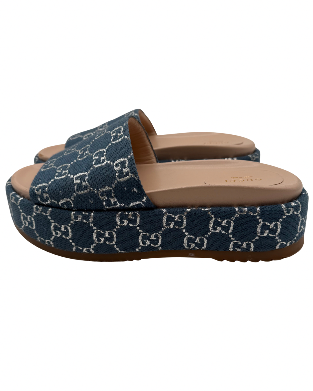 Gucci Blue Denim Platform Sandals