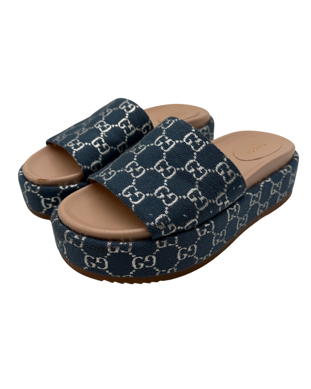 Gucci Blue Denim Platform Sandals