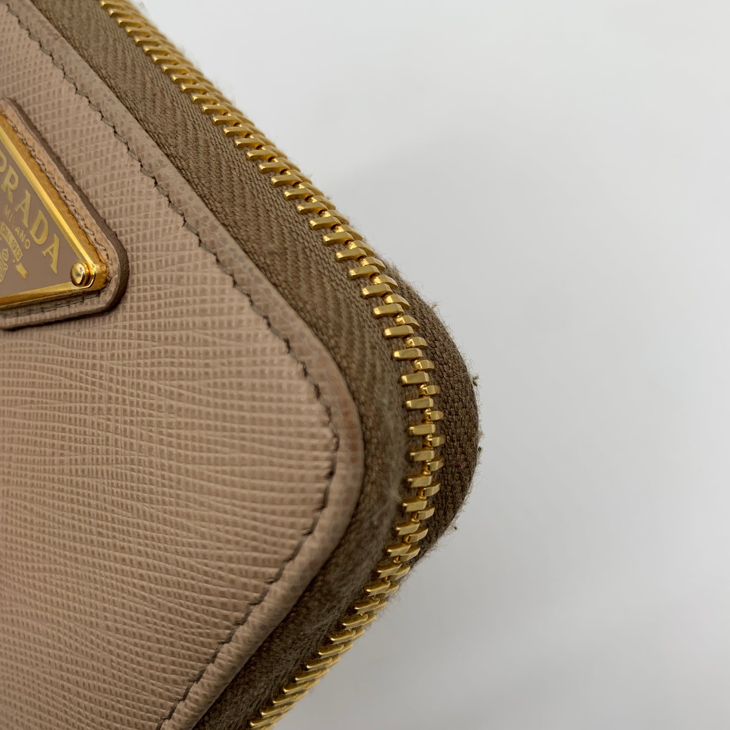 Prada Creme Zip-Around Wallet