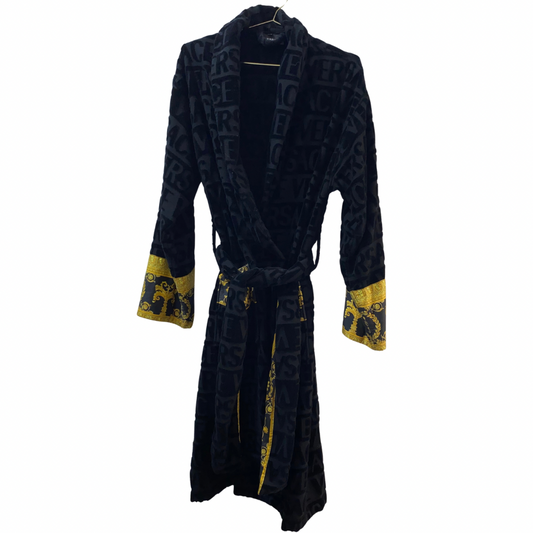 Versace Black Baroque Bath Robe