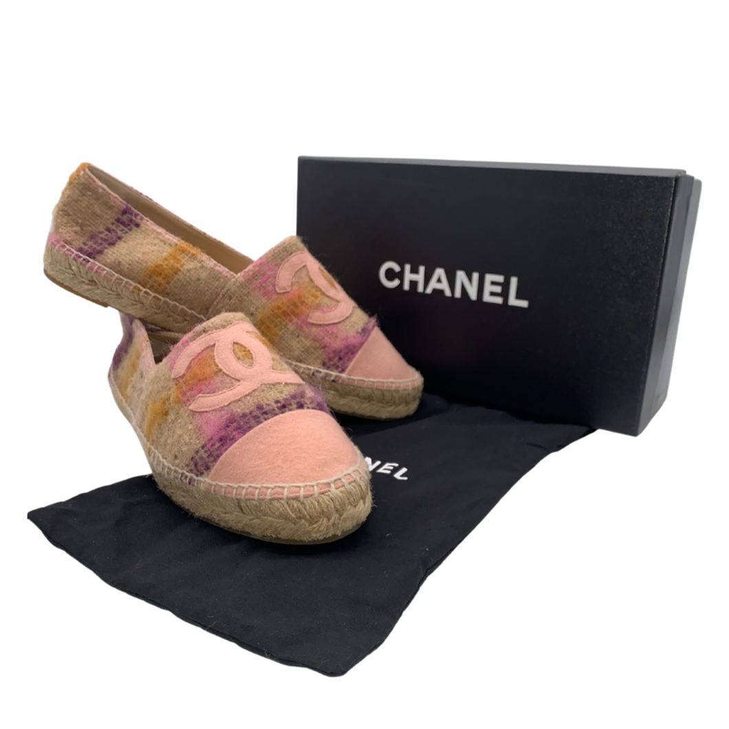 Chanel Pink/Plaid Espadrilles