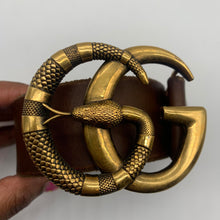 Load image into Gallery viewer, Gucci Snake Logo Brown Belt