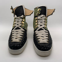 Load image into Gallery viewer, Christian Louboutin Black/Green/Yellow Hightop Sneaker