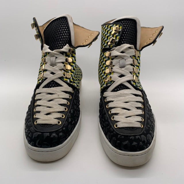 Christian Louboutin Black/Green/Yellow Hightop Sneaker