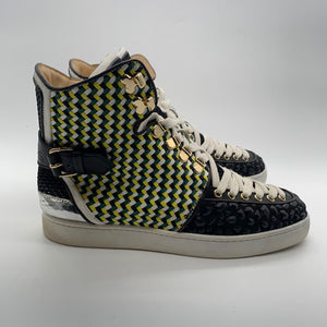 Christian Louboutin Black/Green/Yellow Hightop Sneaker