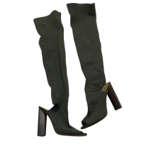 Load image into Gallery viewer, Yeezy Peep Toe Olive Thigh Highs