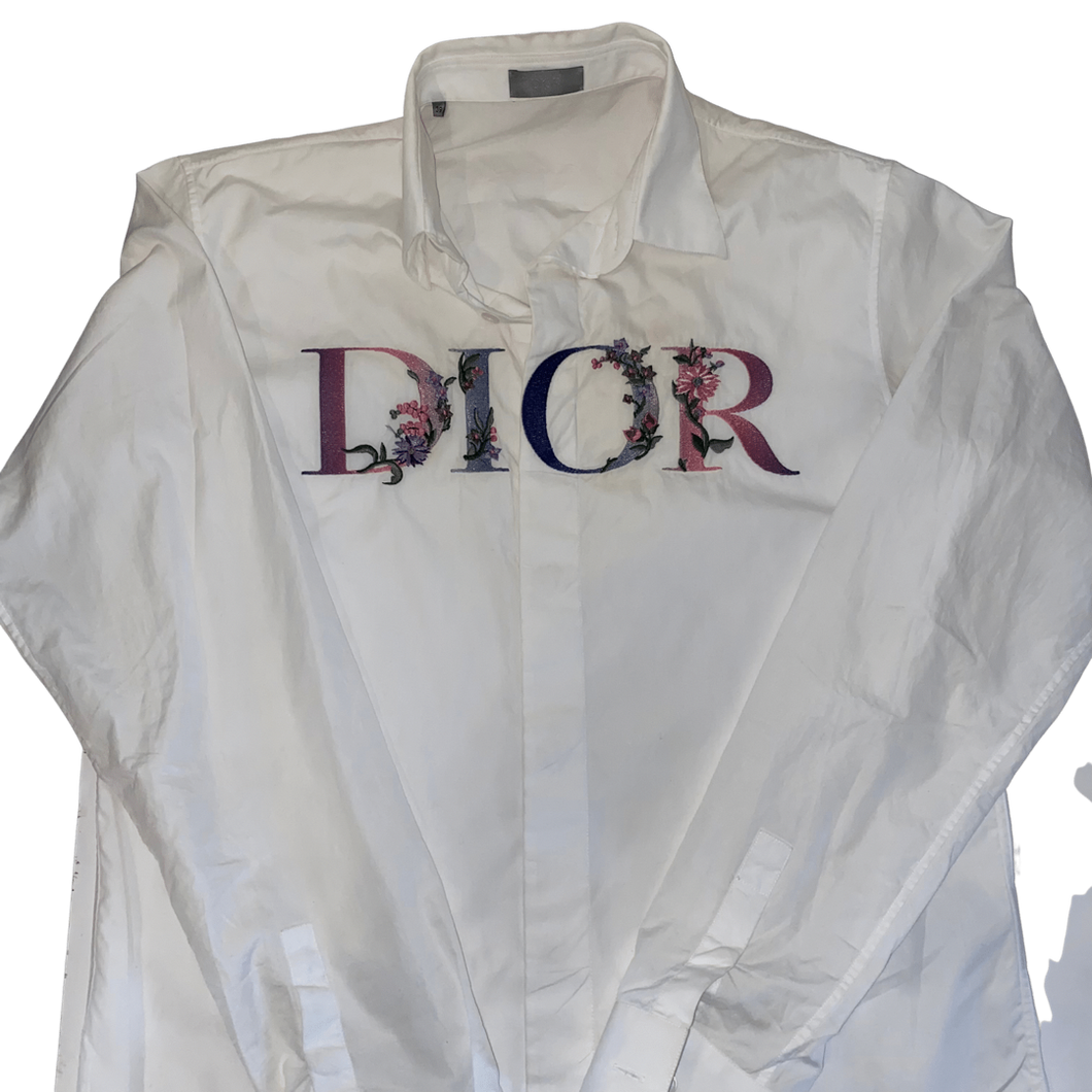 Christian Dior White Floral Logo Shirt 39'