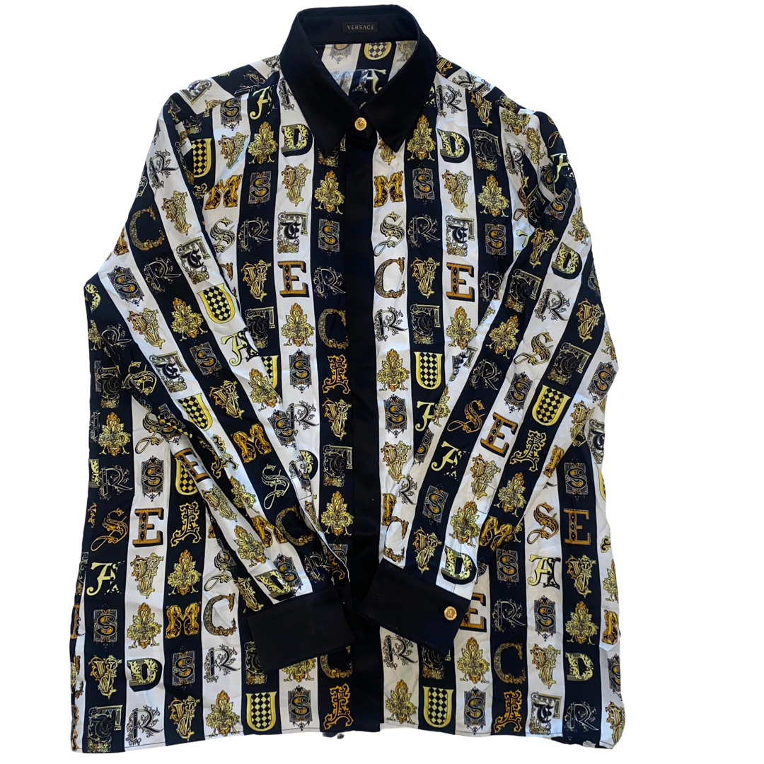 Versace Black Yellow Gold Full Sleeve Shirt 42