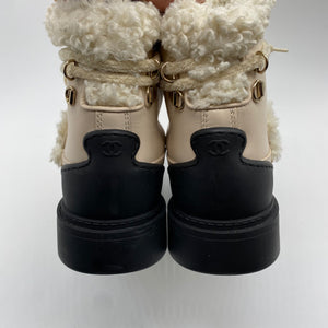 Chanel Leather Shearling Ankle Boot
