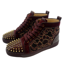 Load image into Gallery viewer, Christian Louboutin Burgandy HighTop Sneaker