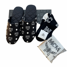 Load image into Gallery viewer, MCM Black/White Slippers Unisex With Socks