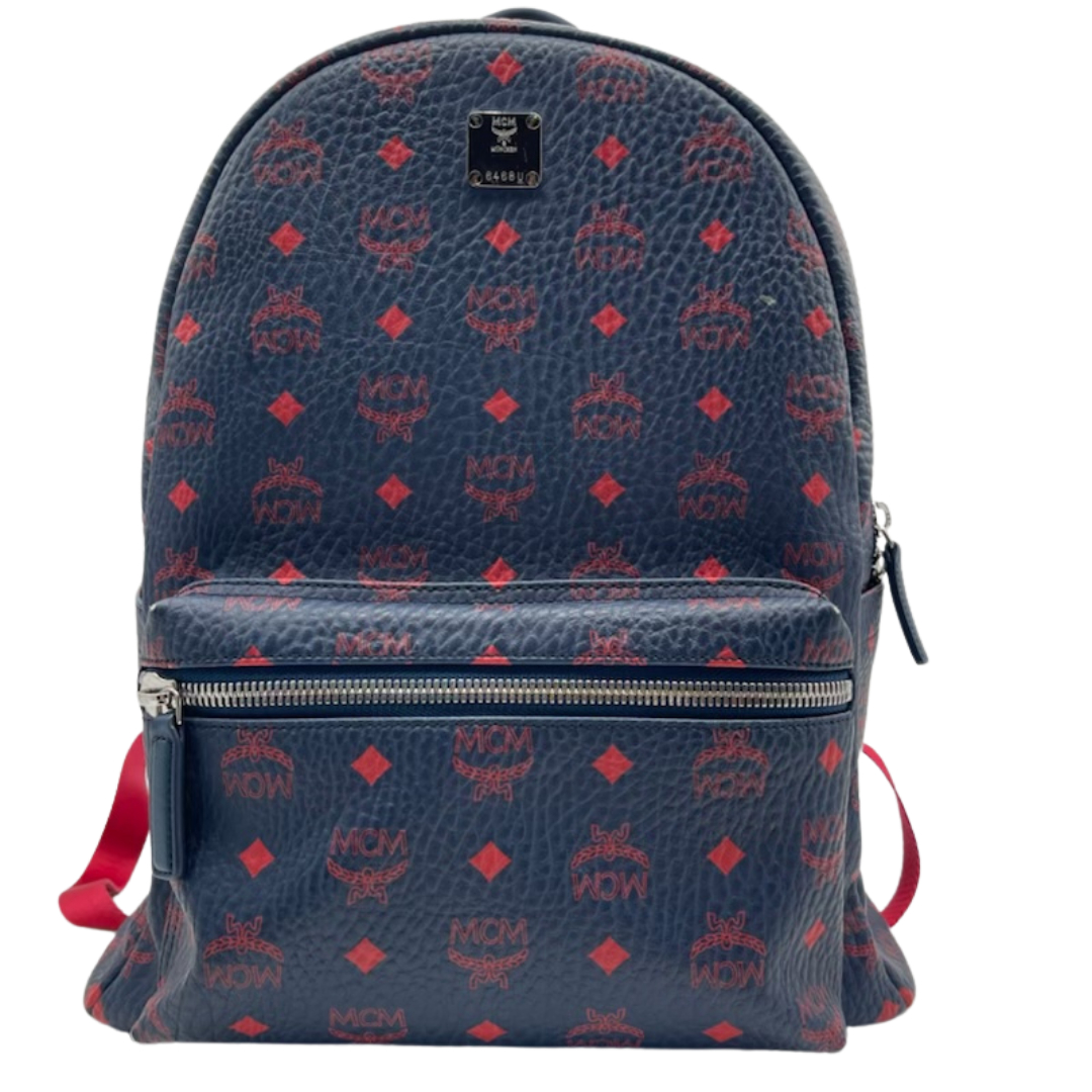 MCM Blue/Red Leather Backpack