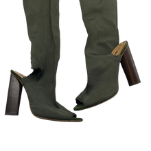 Load image into Gallery viewer, Yeezy Peep Toe Olive Thigh Highs
