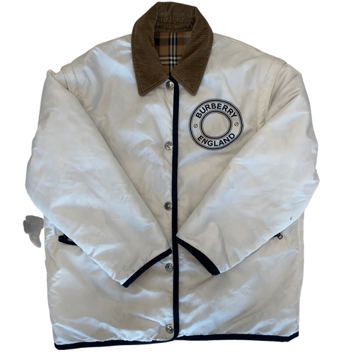 Burberry White Puff Jacket Large W/Garment Bag