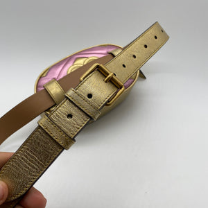 Gucci Pink Metallic GG Marmont Belt Bag