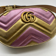 Load image into Gallery viewer, Gucci Pink Metallic GG Marmont Belt Bag